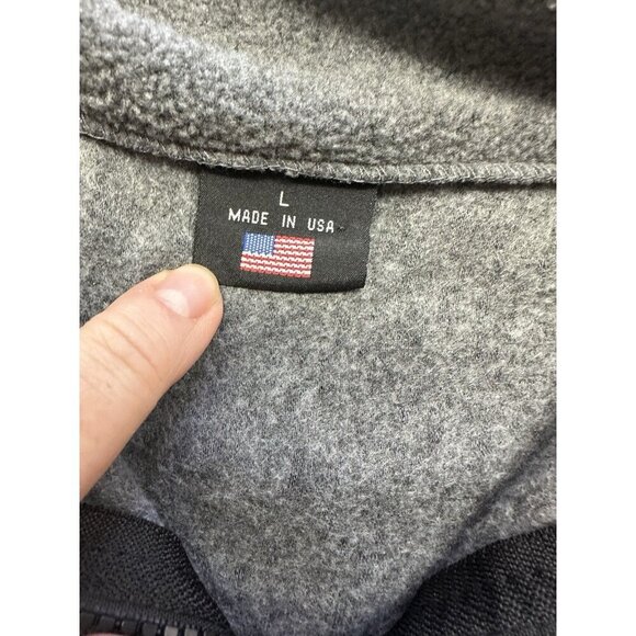 USA Olympic Gray Fleece Zip Up Jacket Pockets Size Large Made In USA Logo Rings - Picture 3 of 6